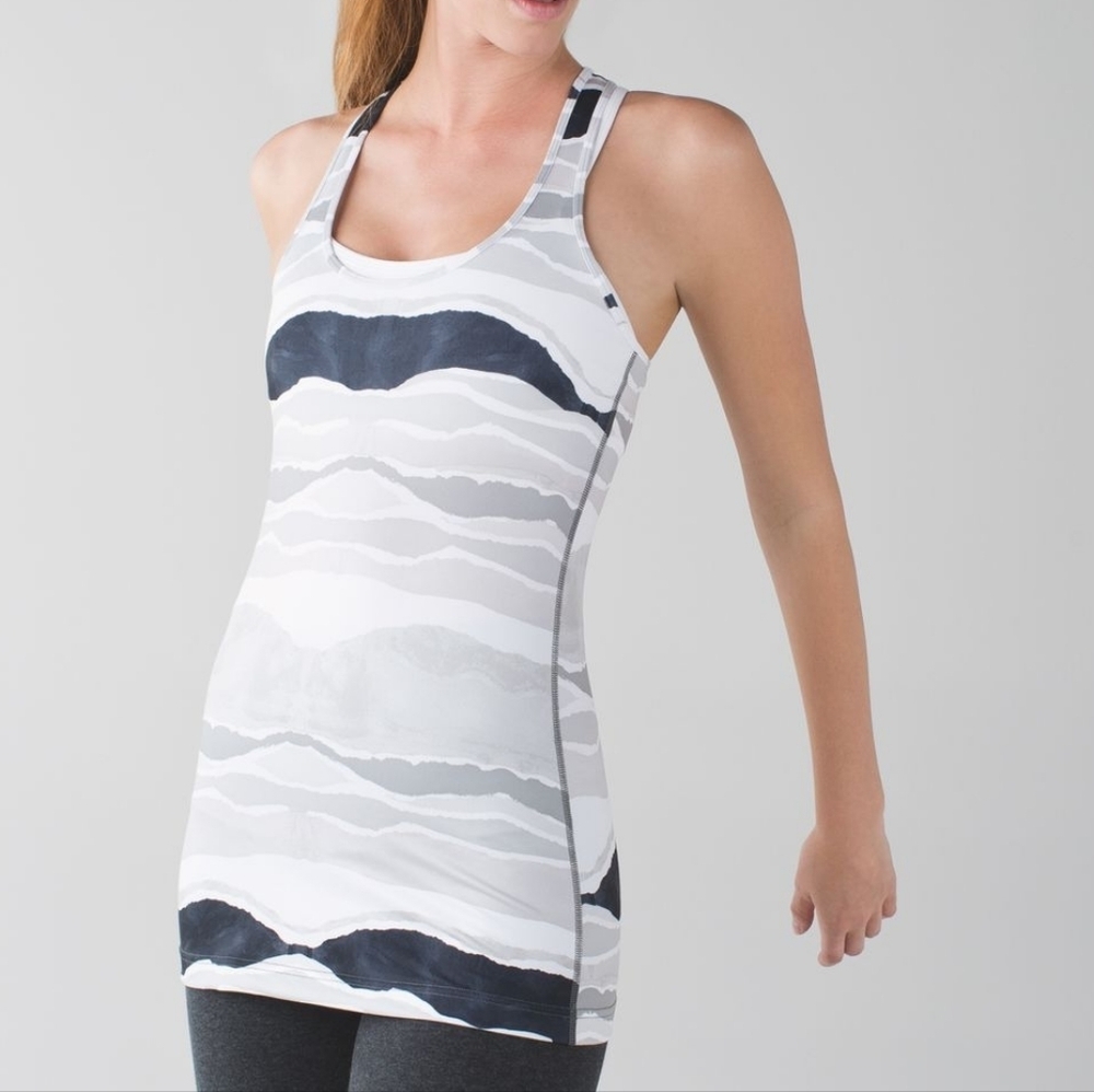 Lululemon Cool RacerbackBleacher Stripe White Black Size 8